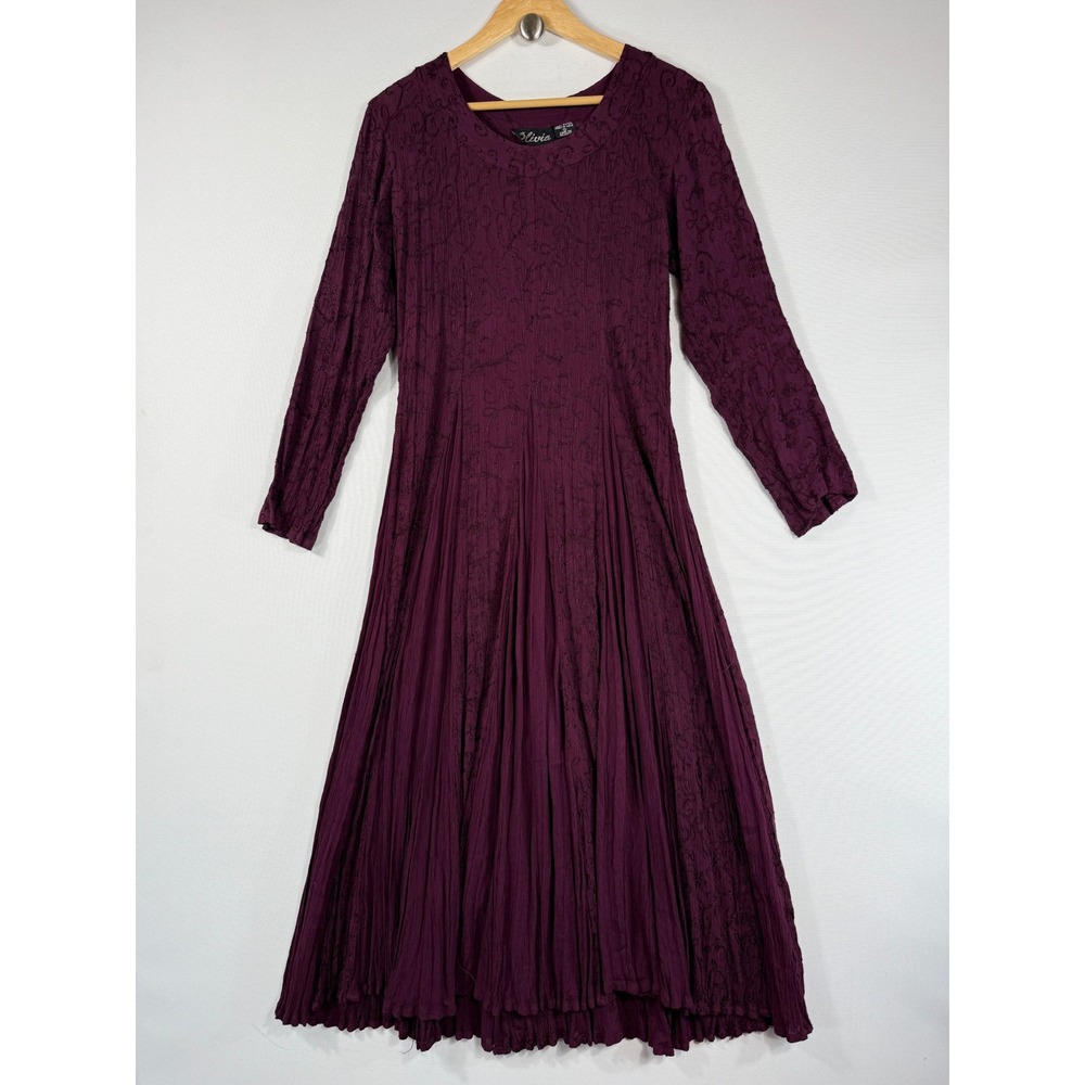 Olivia Embroidered Midi Dress Womens Small Purple Witchy Fairy Boho Whimsigoth